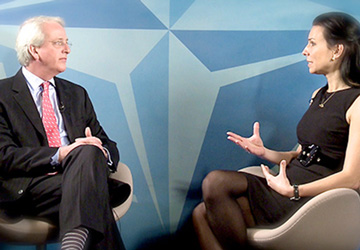 US Ambassador to NATO Ivo Daalder & Martine taping a show at the NATO headquarters studio in Bruxelles.