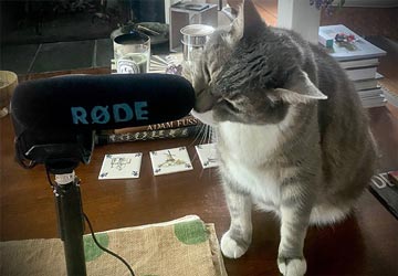 Life Cycles voice-over recordings with Airgy, Frédérique’s cat!